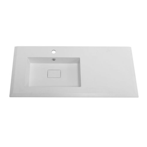 Раковина из искусственного камня Cezares 50213 100х50 подвесная цвет белый 1 отверстие под смеситель - фото 2