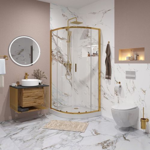 Душевой уголок Niagara Nova 64070811GOLD 100х100 стекло прозрачное профиль золото без поддона - фото 2