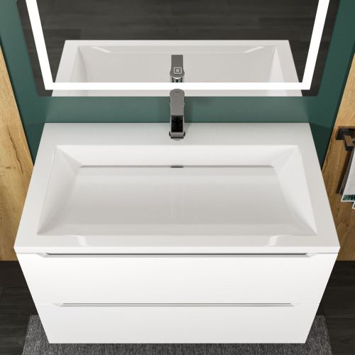 Раковина из искусственного камня Uperwood Infinity RInfinity80wg 80х50 полувстраиваемая цвет белый - фото 3