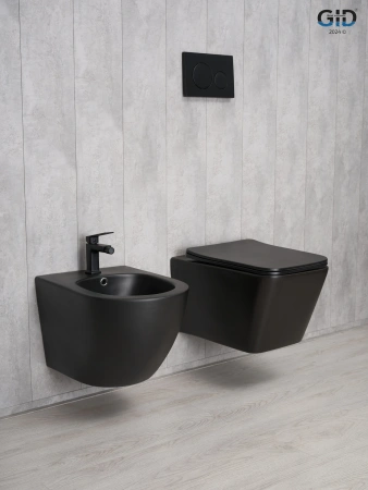 Унитаз подвесной Gid Cuadrado 62225Y черный с сиденьем микролифт безободковый