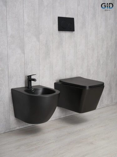 Унитаз подвесной Gid Cuadrado 62225Y черный с сиденьем микролифт безободковый - фото 4