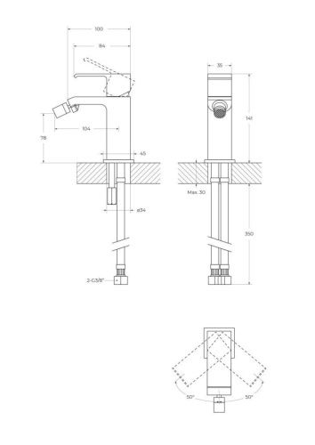 Смеситель Cezares PORTA PORTA-BS1-SS на биде медь - фото 2