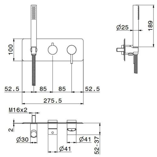 Смеситель для душа Newform Gessi316 69679EX.59.064 встраиваемый в стену оружейная сталь - фото 2