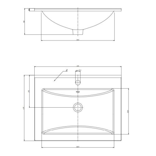 Раковина из сантехнического фарфора Onika Бергамо CDB00018580 60х50 накладная цвет белый 1 отверстие под смеситель - фото 3