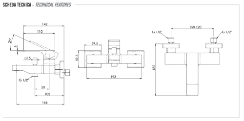 Смеситель для ванны Remer Absolute AU05NO настенный черный - фото 5