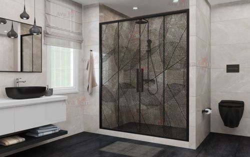 Душевая дверь AvaCan FB2-170 190х195 стекло тонированное профиль черный - фото 3