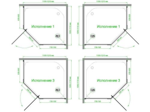 Душевой уголок Royal Bath TR RB1211TR-C-BL 120х110 стекло матовое профиль черный без поддона - фото 4