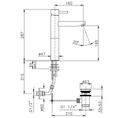 Смеситель Nicolazzi Olympus 3782CR на раковину хром