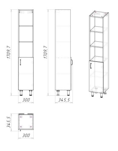 Шкаф-пенал Grossman Флай 303001 30х160 напольный цвет белый/коричневый - фото 4