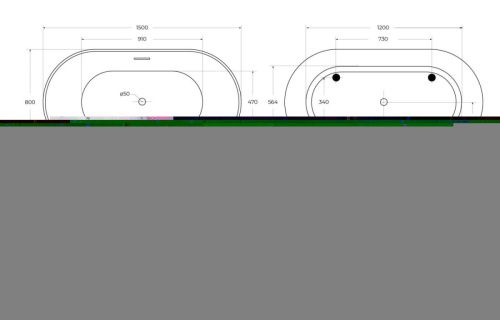 Ванна акриловая BelBagno BB413-1500-800 150х80 отдельностоящая овальная с ножками - фото 4