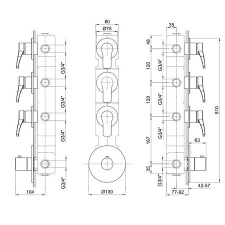 Внутренняя часть термостатического смесителя для душа Fantini Riviera 19 00 3903A