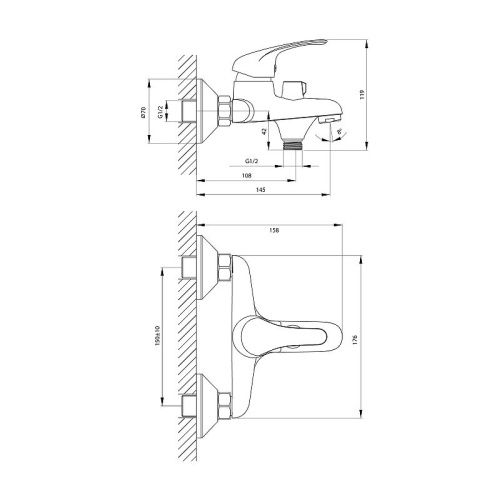 Смеситель для ванны Rossinka A A35-30 настенный хром - фото 2