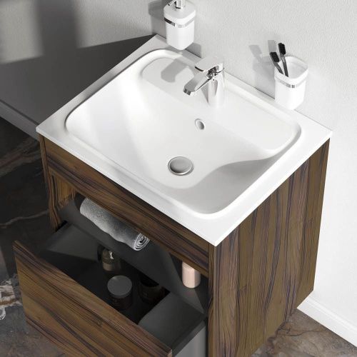 Тумба под раковину Am.Pm Func M8FFUX0601OF 60х50 подвесная цвет коричневый - фото 4