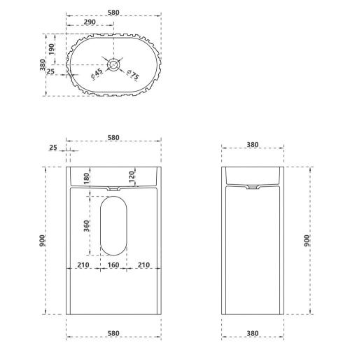 Раковина из искусственного камня Abber STEIN AS2551-H 60х40 напольная цвет белый без отверстий под смеситель - фото 5