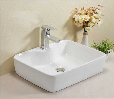 Раковина из сантехнического фаянса CeramaLux 7291 50х40 накладная цвет белый 1 отверстие под смеситель