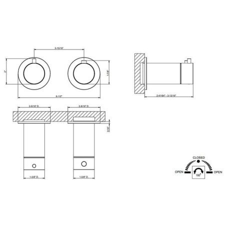 Смеситель для душа Gessi 316 54234#707 встраиваемый в стену черный (внешняя часть) с термостатом
