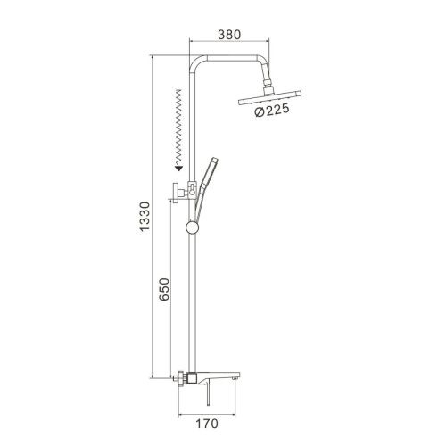 Душевая стойка Shevanik S9736T настенная цвет оружейная сталь - фото 3