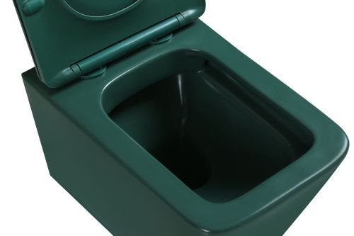 Унитаз подвесной SantiLine SL-5007G цвет зеленый с сиденьем микролифт безободковый смыв воронка-водоворот - фото 2