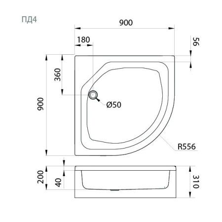 Душевой поддон акриловый Тритон Щ0000013013 90х90 белый с каркасом