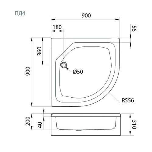 Душевой поддон акриловый Тритон Щ0000013013 90х90 белый с каркасом - фото 4