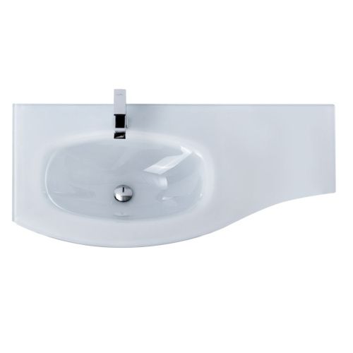 Раковина стеклянная Cezares 82409 100х50 подвесная цвет белый 1 отверстие под смеситель - фото 2