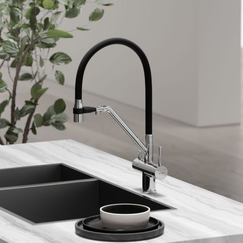 Смеситель для кухни Sancos Dora SC4003CH на мойку черный/хром - фото 3