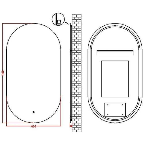 Зеркало с подсветкой и антизапотевателем Boheme 568-GM 60х110 подвесное - фото 3