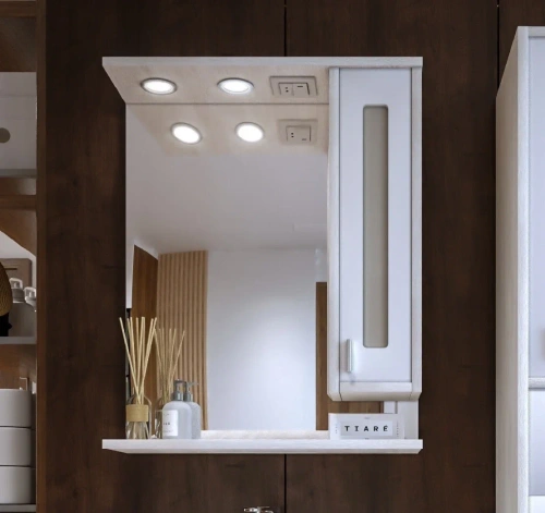 Зеркало-шкаф Бриклаер Бали 4627125412004 60х80 подвесной цвет белый/бежевый - фото 2