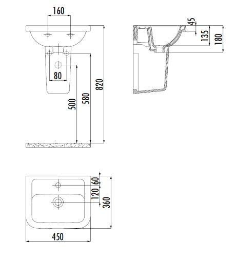 Раковина из сантехнического фарфора Creavit Key KY045-00CB00E-0000 50х40 подвесная цвет белый - фото 2