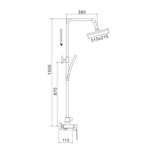 Душевая стойка Rose R1836H-6 настенная цвет черный - фото 3