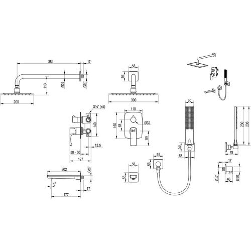 Душевая система LeMark Ursus LM7222BG встраиваемая в стену цвет золото - фото 2