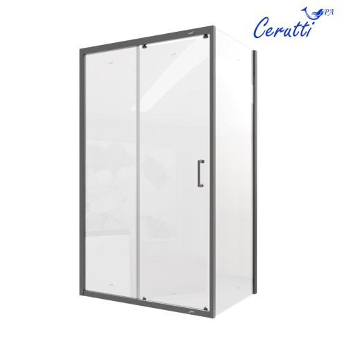 Душевой уголок Cerutti SPA GLORIA120B 120х80 стекло прозрачное профиль черный без поддона - фото 2