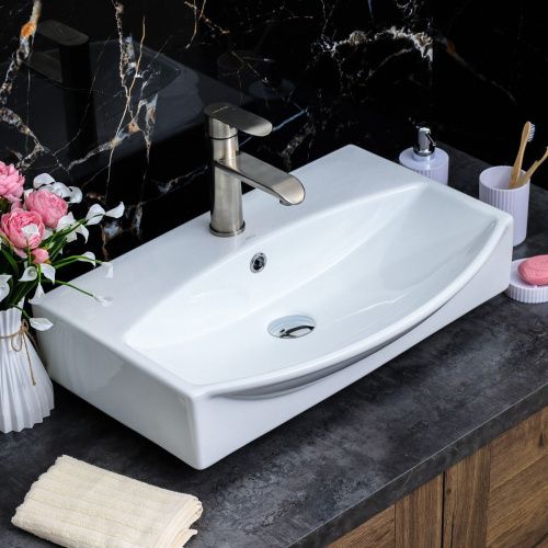 Раковина из сантехнического фарфора Melana 78014D-805 60х50 подвесная цвет белый 1 отверстие под смеситель