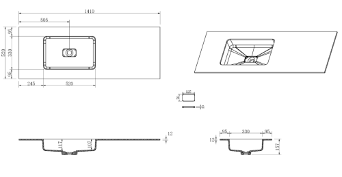 Раковина акриловая Armadi Art Quatro 793-140-D-L 140х50 накладная цвет бежевый без отверстий под смеситель - фото 2