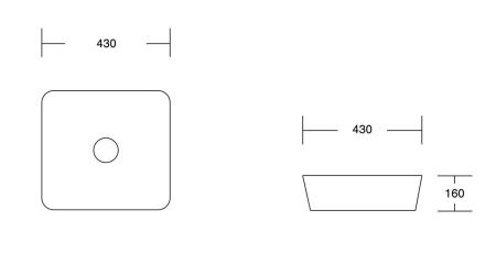 Раковина из сантехнического фарфора Milleau MIEL MU0021A-GW 40х40 накладная цвет белый без отверстий под смеситель