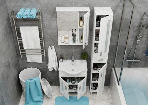 Тумба под раковину Onika Кристалл 106545 60х30 напольная цвет белый - фото 5