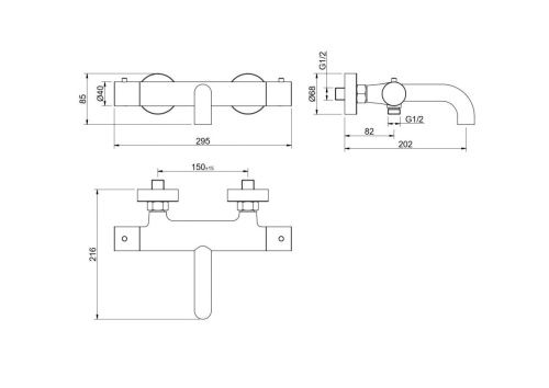 Смеситель для ванны Aquatek Европа AQ1343BGM настенный вороненая сталь с термостатом - фото 3