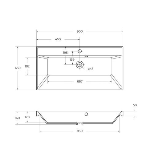 Раковина из искусственного камня BelBagno BB900/450-LV-MR-AST 90х50 накладная цвет белый 1 отверстие под смеситель - фото 2