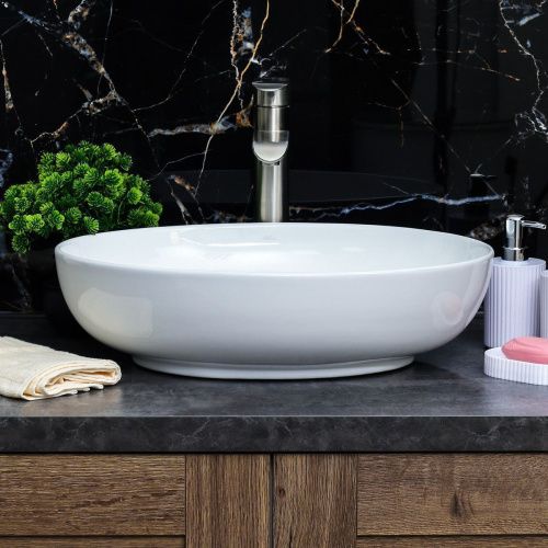 Раковина из сантехнического фарфора Melana 320316-805 50х40 накладная цвет белый без отверстий под смеситель - фото 5