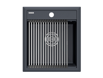 Кухонная мойка + коландер Paulmark PM114651-AN+R375-BS 45х50 цвет черный