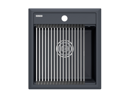 Кухонная мойка + коландер Paulmark PM114651-AN+R375-BS 45х50 цвет черный
