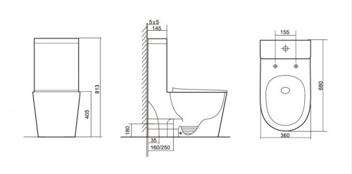 Унитаз напольный с бачком CeramaLux TR2178MN белый с сиденьем микролифт безободковый смыв торнадо - фото 5