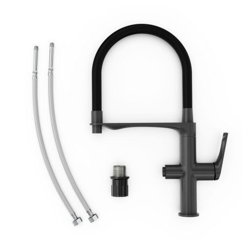 Смеситель для кухни Tokito MITSUISHI TOK-MIT-1012GM на мойку вороненая сталь - фото 2