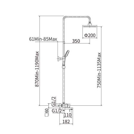 Душевая стойка Fashun A2446 настенная цвет хром