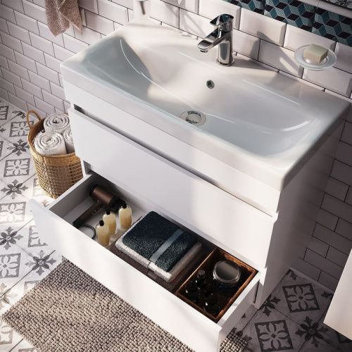 Тумба с раковиной Iddis Zodiac ZOD8CB0i95K 80х40 подвесная цвет белый - фото 3