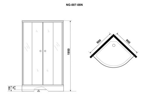 Душевой уголок Niagara Eco _0031452B 80х80 стекло с рисунком профиль черный с поддоном - фото 4