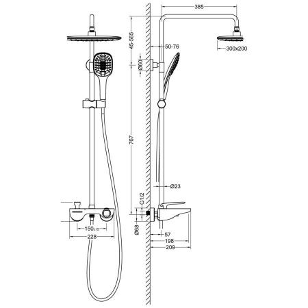 Душевая стойка Timo Helmi SX-1170/00-16 настенная цвет белый/хром