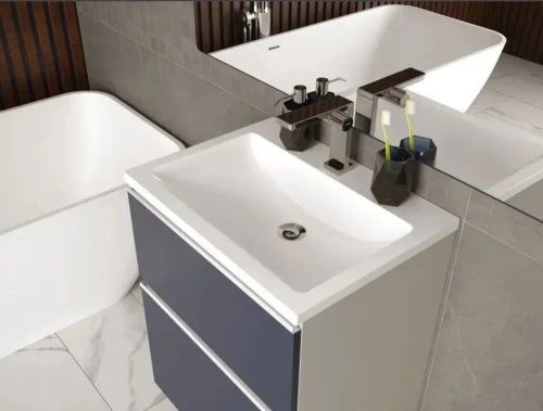 Раковина из искусственного камня Uperwood Self 4538341002 80х50 полувстраиваемая цвет белый - фото 4