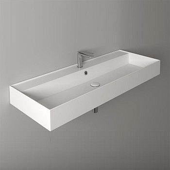 Раковина из сантехнического фаянса Simas Agile AG121 bi*1 120х50 подвесная цвет белый 1 отверстие под смеситель