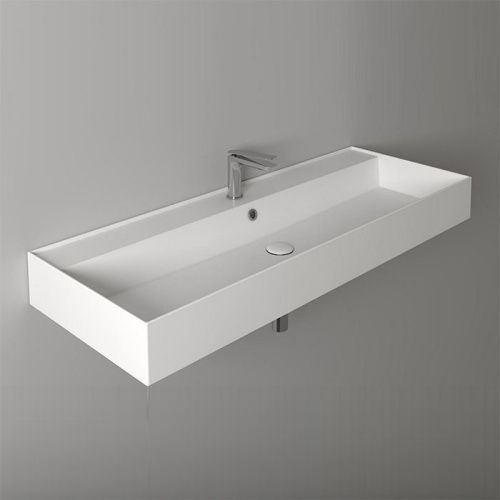 Раковина из сантехнического фаянса Simas Agile AG121 bi*1 120х50 подвесная цвет белый 1 отверстие под смеситель